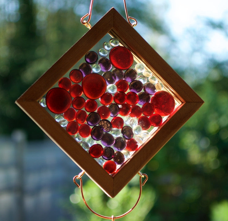 Wind Chime Red and Purple Glass and Copper Windchime - Coast Chimes - 3